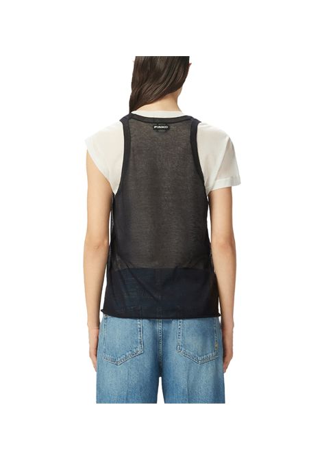 T-shirt Pinko donna Mark 105152 A2LS Nera manica corta semitrasparente leggera PINKO | Maglie | 105152 A2LSZZ2
